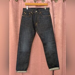 Ralph Lauren Double RL Slim Blue Jeans Japanese Woven Selvedge Denim Button Fly